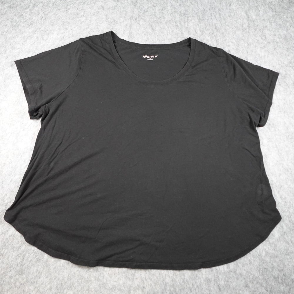 Ava Viv Top Women 4X Black Short Sleeve Scoop Neckโ Cotton Modal Spandex Stretch